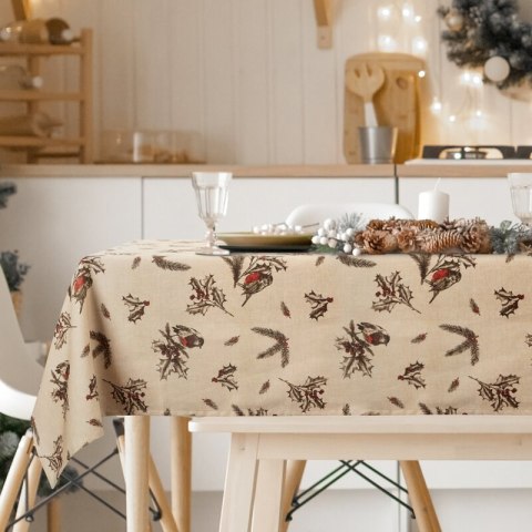 OBRUS ŚWIĄTECZNY MELODY 140 X 220 CM BEŻOWY