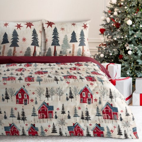 ŚWIĄTECZNY KOMPLET POŚCIELI ASHER 160 X 200 CM CZERWONY