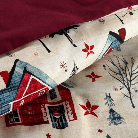 ŚWIĄTECZNY KOMPLET POŚCIELI ASHER 160 X 200 CM CZERWONY