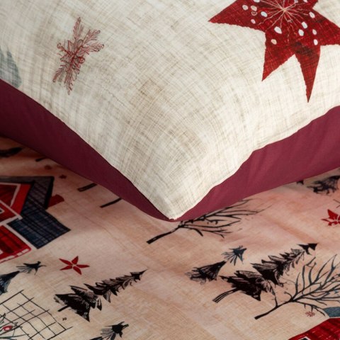 ŚWIĄTECZNY KOMPLET POŚCIELI ASHER 160 X 200 CM CZERWONY