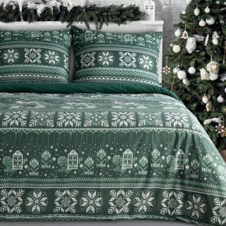 ŚWIĄTECZNY KOMPLET POŚCIELI CLOVER 160 X 200 CM CIEMNOZIELONY