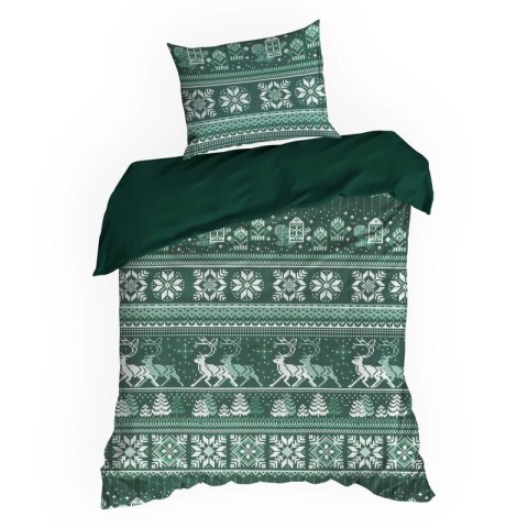 ŚWIĄTECZNY KOMPLET POŚCIELI CLOVER 160 X 200 CM CIEMNOZIELONY