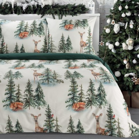 ŚWIĄTECZNY KOMPLET POŚCIELI DEER 160 X 200 CM BIAŁY