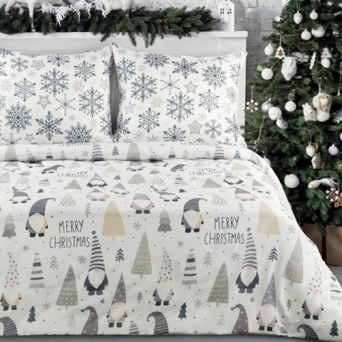 ŚWIĄTECZNY KOMPLET POŚCIELI DWARF 160 X 200 CM BIAŁY