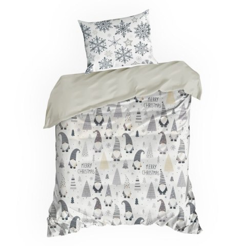 ŚWIĄTECZNY KOMPLET POŚCIELI DWARF 160 X 200 CM BIAŁY