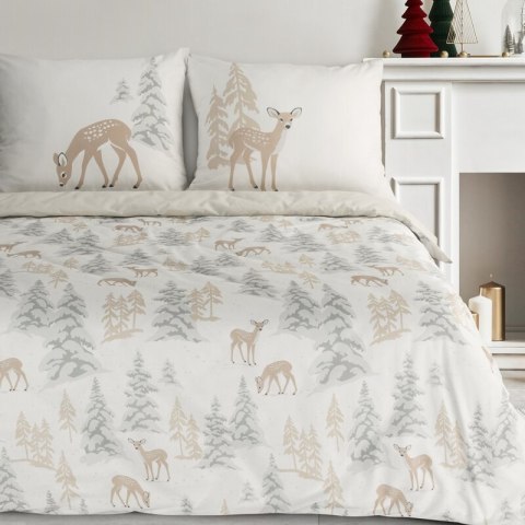 ŚWIĄTECZNY KOMPLET POŚCIELI FAWN 140 X 200 CM BIAŁY