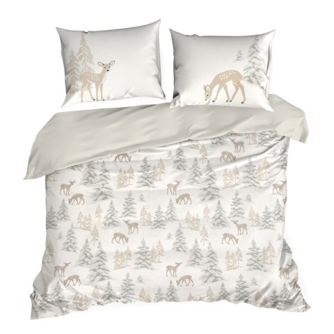 ŚWIĄTECZNY KOMPLET POŚCIELI FAWN 140 X 200 CM BIAŁY