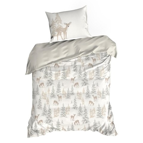 ŚWIĄTECZNY KOMPLET POŚCIELI FAWN 140 X 200 CM BIAŁY