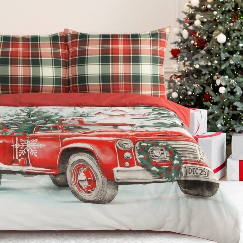 ŚWIĄTECZNY KOMPLET POŚCIELI XMAS 140 X 200 CM CZERWONY