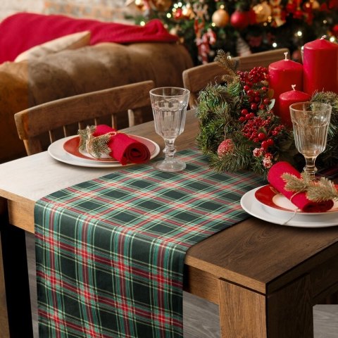 OBRUS ŚWIĄTECZNY AURORA 40 X 180 CM CZERWONY