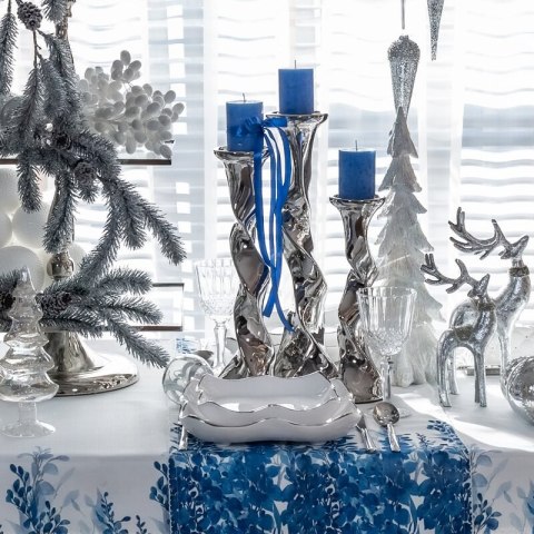 ŚWIĄTECZNA CERAMIKA O 13 X 44 CM SREBRNY