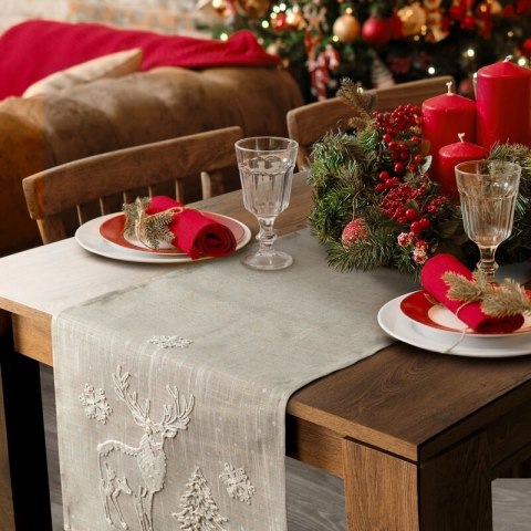 OBRUS ŚWIĄTECZNY 08 85 X 85 CM BEŻOWY