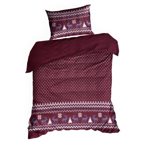 ŚWIĄTECZNY KOMPLET POŚCIELI MATT 160 X 200 CM BORDOWY