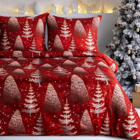 ŚWIĄTECZNY KOMPLET POŚCIELI RUBIN 220 X 200 CM CZERWONY