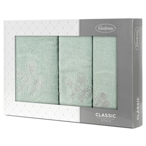 KOMPLET RĘCZNIKÓW 3 56 X 36 X 7 CM SREBRNY