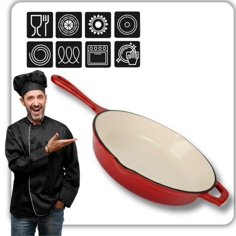 EMALIOWANA PATELNIA ŻELIWNA 26cm HAGE CZERWONA
