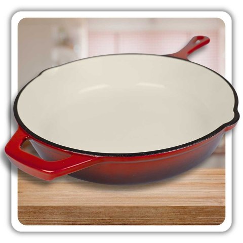 EMALIOWANA PATELNIA ŻELIWNA 26cm HAGE CZERWONA