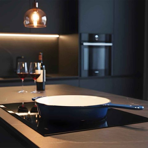 EMALIOWANA PATELNIA ŻELIWNA 26cm HAGE NIEBIESKA