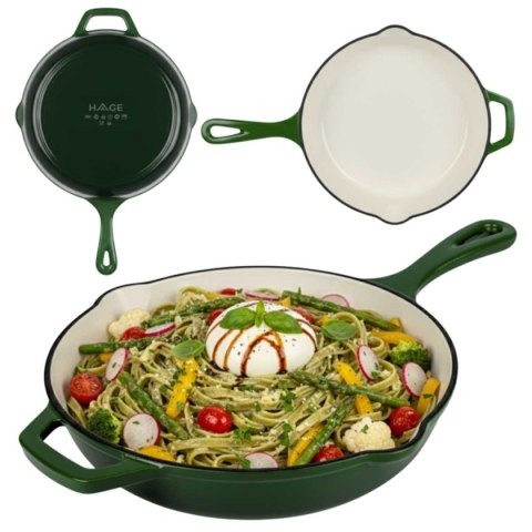 EMALIOWANA PATELNIA ŻELIWNA 26cm HAGE ZIELONA