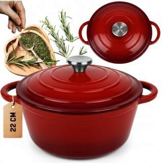 EMALIOWANY GARNEK ŻELIWNY 22cm 3L HAGE CZERWONY