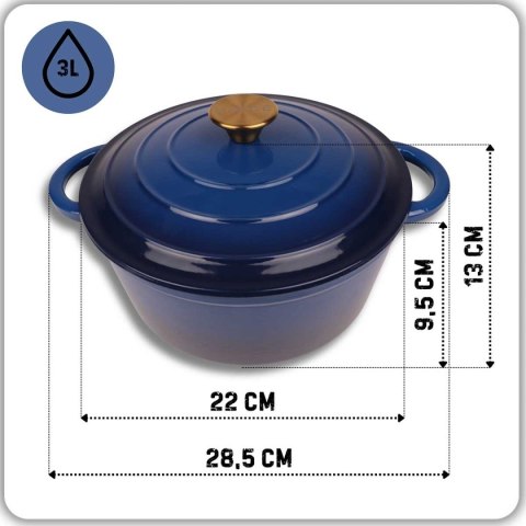 EMALIOWANY GARNEK ŻELIWNY 22cm 3L HAGE CZERWONY