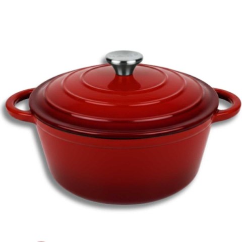 EMALIOWANY GARNEK ŻELIWNY 24cm 4L HAGE CZERWONY