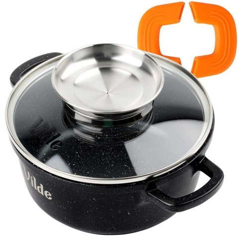 GARNEK GRANITOWY 1,2L 16cm Z POKRYWĄ Z AROMATYZEREM TERRUNA 199103