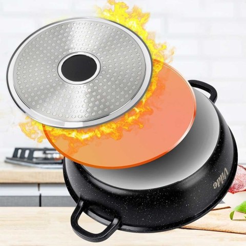 GARNEK GRANITOWY PŁASKI PATELNIA 2,1L 24cm Z POKRYWĄ Z AROMATYZEREM TERRUNA 199107