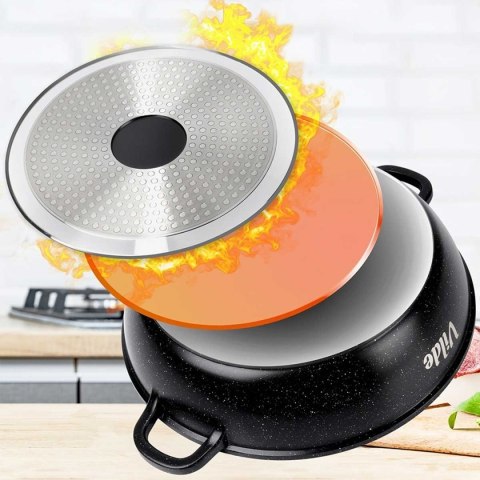 GARNEK GRANITOWY PŁASKI PATELNIA 3,3L 28cm Z POKRYWĄ Z AROMATYZEREM TERRUNA 199108