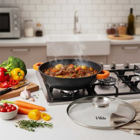 GARNEK GRANITOWY PŁASKI PATELNIA 4,7L 32cm Z POKRYWĄ Z AROMATYZEREM TERRUNA 199109