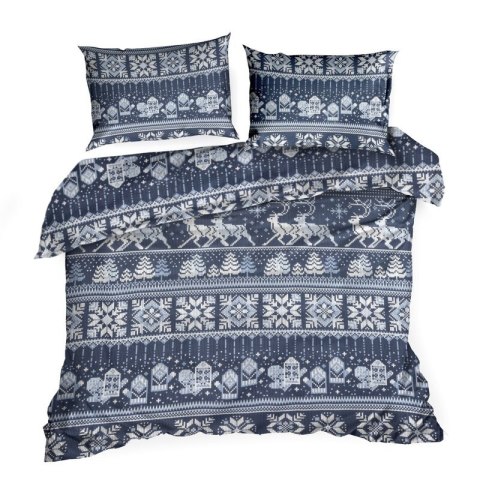ŚWIĄTECZNY KOMPLET POŚCIELI FJORD 160 X 200 CM GRANATOWY