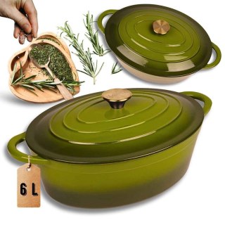 EMALIOWANA BRYTFANNA ŻELIWNA GĘSIARKA 6L HAGE OLIWKOWA