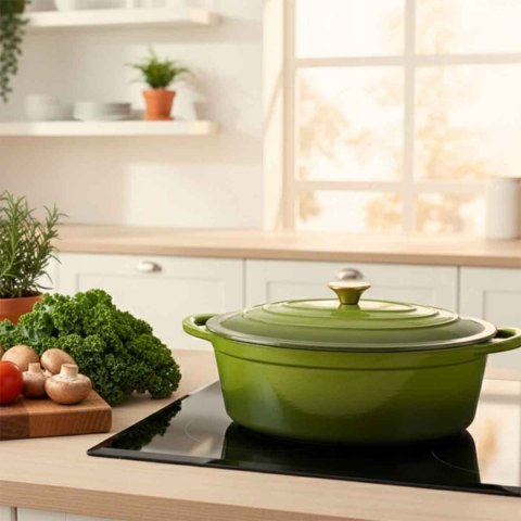 EMALIOWANA BRYTFANNA ŻELIWNA GĘSIARKA 6L HAGE OLIWKOWA