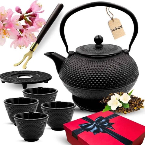 ZAPARZACZ ŻELIWNY DZBANEK CZARNY 1,4L Z FILTREM i FILIŻANKAMI PREZENT