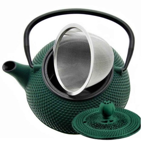 ZAPARZACZ ŻELIWNY DZBANEK ZIELONY 900ml Z PODGRZEWACZEM i FILIŻANKAMI PREZENT