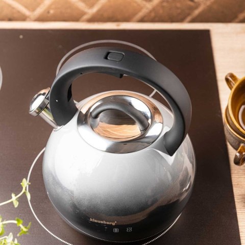 CZAJNIK STALOWY Z GWIZDKIEM 3L KLAUSBERG KB-7955 GRAFITOWY POŁYSK