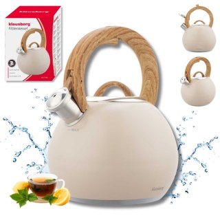 CZAJNIK STALOWY Z GWIZDKIEM 3L KLAUSBERG KB-7956 BEŻOWY MAT