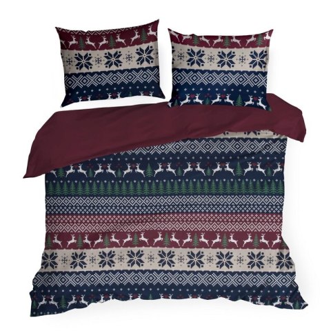 ŚWIĄTECZNY KOMPLET POŚCIELI SKANDY 220 X 200 CM GRANATOWY
