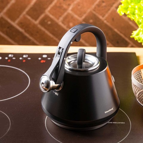 CZAJNIK STALOWY Z GWIZDKIEM 2,5L KLAUSBERG KB-7948 CZARNY