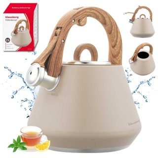 CZAJNIK STALOWY Z GWIZDKIEM 2,5L KLAUSBERG KB-7950 BEŻOWY