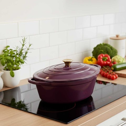 EMALIOWANA BRYTFANNA ŻELIWNA GĘSIARKA 6L HAGE EGGPLANT