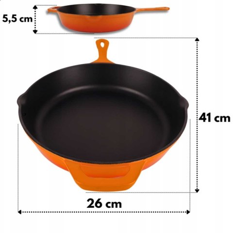EMALIOWANA PATELNIA ŻELIWNA 26cm HAGE ORANGE