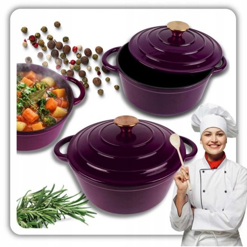 EMALIOWANY GARNEK ŻELIWNY 24cm 4L HAGE EGGPLANT