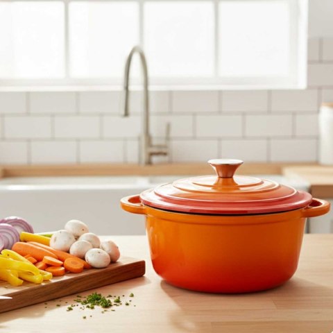 EMALIOWANY GARNEK ŻELIWNY 22cm 3L HAGE ORANGE