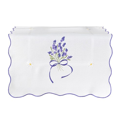 LAWENDOWA POLANA Bieżnik z haftem, szerokość 38cm x wysokość 140cm, kolor 001 biały 291771/KSP/001/038140/1