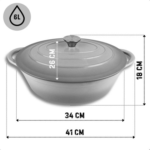 EMALIOWANA BRYTFANNA ŻELIWNA GĘSIARKA 6L HAGE SZARA