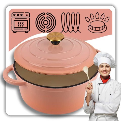 EMALIOWANY GARNEK ŻELIWNY 24cm 4L HAGE PINKOCELLO