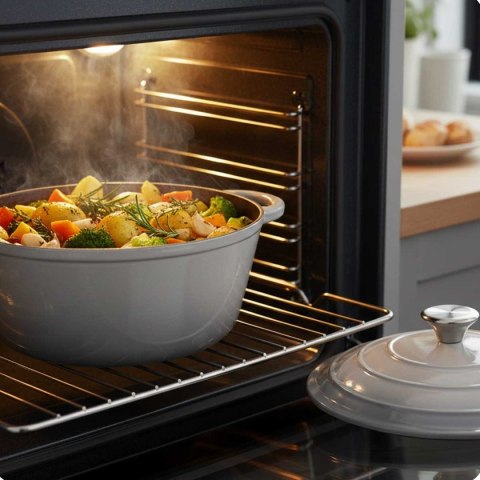 EMALIOWANY GARNEK ŻELIWNY 26cm 5L HAGE SZARY