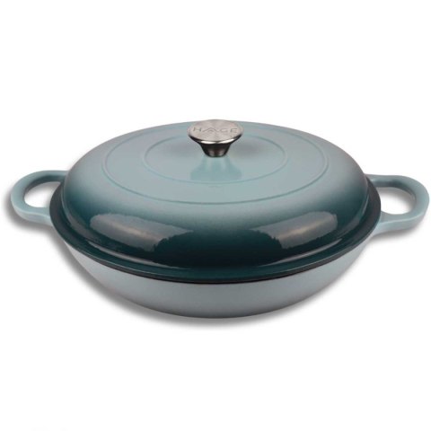 EMALIOWANY GARNEK ŻELIWNY PŁASKI 30cm 3L HAGE SEA SALT