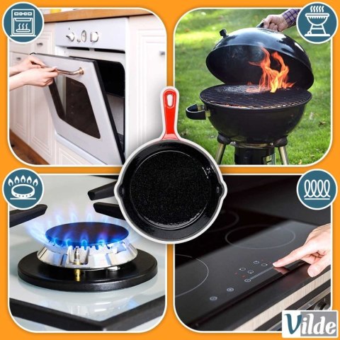 PATELNIA ŻELIWNA EMALIOWANA 20cm Z SILIKONOWĄ NAKŁADKĄ 199154